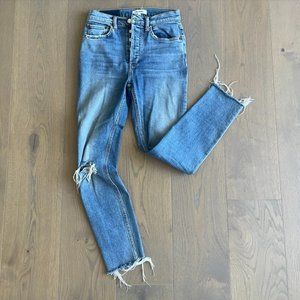 RE/DONE button fly high waist straight jeans